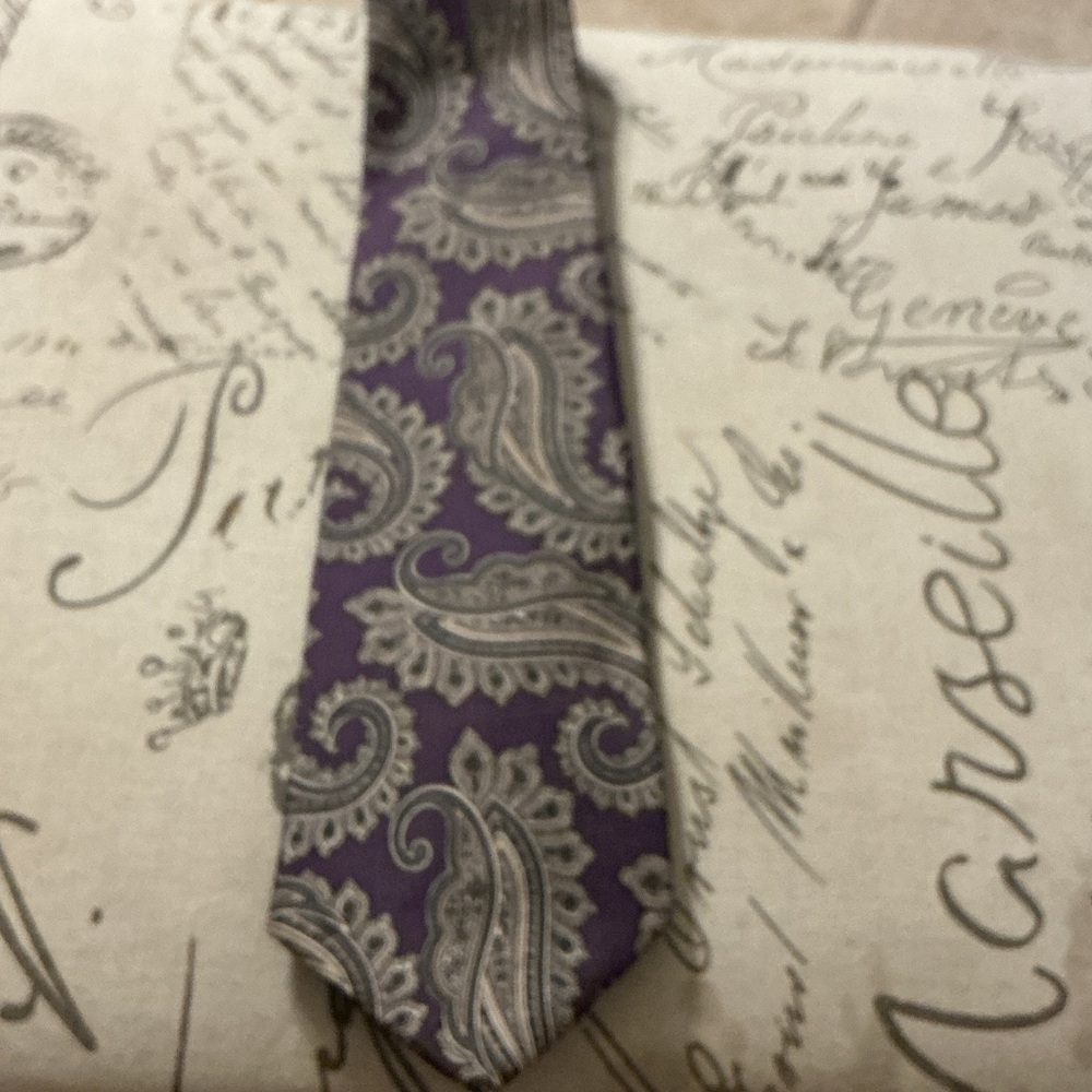 John Clarendon Paisley Purple Silk Men's Necktie